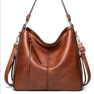 Brown Zipper Back Shoulder Bag